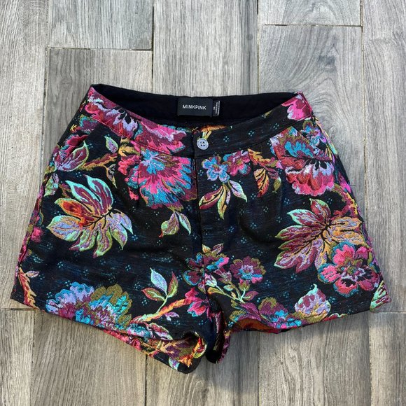 MINKPINK Nordstrom Tahitian Twilight Floral Metallic Top (S) and Shorts (XS) - Picture 5 of 10
